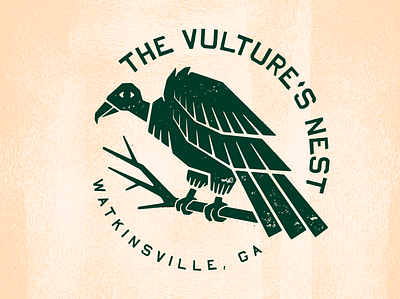 The Vulture's Nest badge badge logo bird branding design identity illustration logo rough texture vector vulture