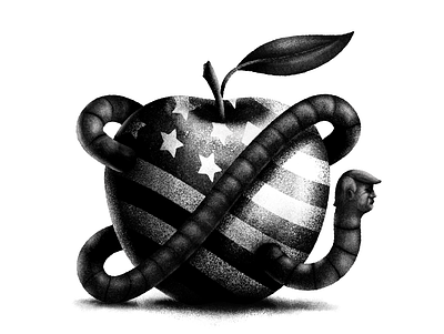 Rotten Apple america art design digital digital illustration illustration political political cartoon political illustration procreate stippling texture trump