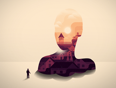 Into the story art design digital digital illustration illustration noise silouette skull town vector village