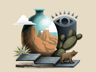 Santa Fe Surreal art bear cactus desert design digital digital illustration eye illustration procreate santa fe surreal surrealism texture vessel