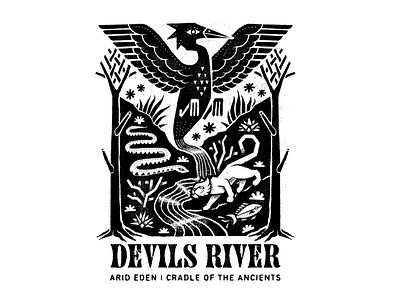 Devils River art bird design devils river digital illustration illustration mountain lion poster procreate river texas texture