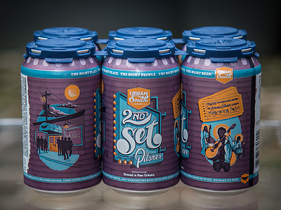 Second Set Pilsner | Beer Can Design beer beer can beer can design beer design beer packaging concert graphic design illustration live music new orleans packaging urban south brewery