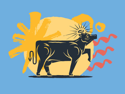 Oh La Vache! brand branding brush brush strokes cow hand drawn ice cream illustrated illustration logo mark sliders