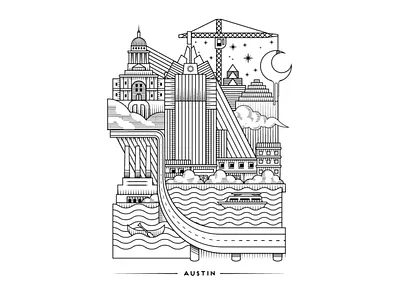 Austin Lines atx austin austin texas city design digital illustration illustration lines linework poster