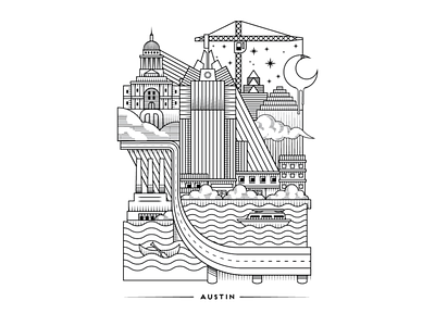 Austin Lines atx austin austin texas city design digital illustration illustration lines linework poster