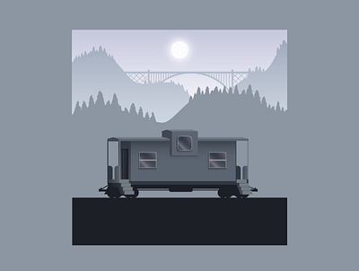 Lonely Caboose art caboose design digital digital illustration illustration train trains vector