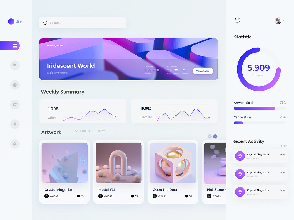 Ae - NFT Dashboard by Syafrini Nabilla for Plainthing Studio on Dribbble
