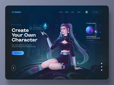 Metaverse Game Illustration 2d 2d character character concept character design concept design drawing figma graphic design illustration landing page ui website