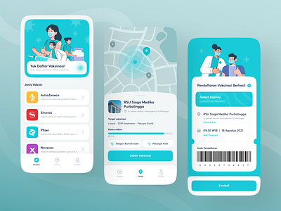 Covid-19 Vaccination Service App 💉 application blue branding covid 19 design hospital maps mobile app design ui design vaccine