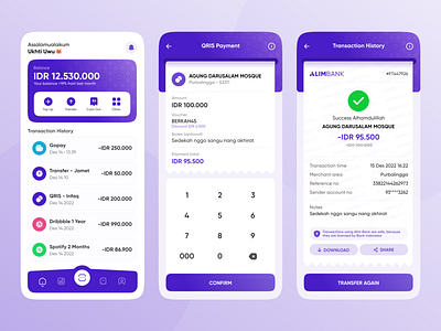 Finance App UI Exploration 💸 app bank clean app design finance gopay mobile app design money purple qr code scan ui ui ux design ux