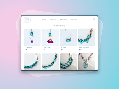 Popola - handmade jewellery - Category page clean design flat logo ui ux