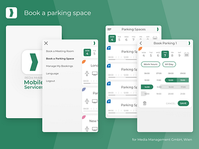 Book a parking space app design clean design ui ux