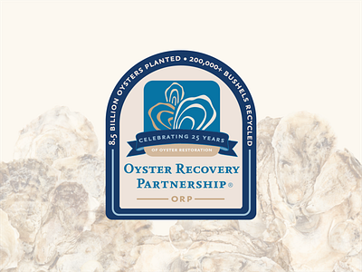 Oyster Recovery Partnership 25th Anniversary Badge anniversary badge branding logo nonprofit oysters restoration