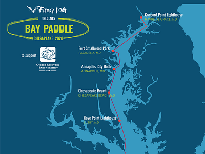 Bay Paddle Route Map design environment illustration illustrator map oyster oysters restoration vector