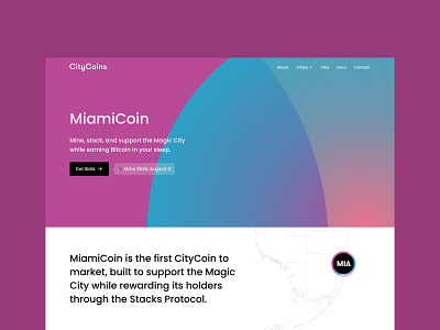 CityCoins — MiamiCoin Website bitcoin city coins citycoins crypto design figmadesign finance landing madeinwebflow magiccity miami miamicoins minimal mining money nfts stacks trade website z1