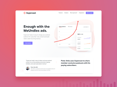 Supercast - Homepage analytics brand branding business design digital products growing homepage illustration landing landingpage modal podcast podcasting supercast z1
