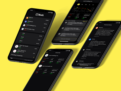 Financial News App application black chart finance poppins stocks yellow