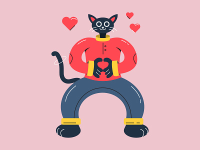 Cat Character 2d animal animal character cat character characterdesign color design flat flat illustration illustration line vector