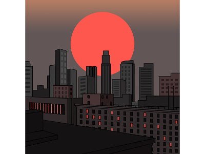 Sunset building city color design digital digital illustration digitalart digitaldrawing drawing illustration night sunset vector