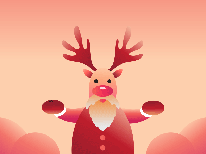 Santa's reindeer on duty christmas design gift gradient holiday illustration reindeer vector