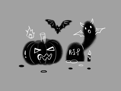 Halloween Illustration blackandwhite design drawing ghost halloween illustration pumpkin