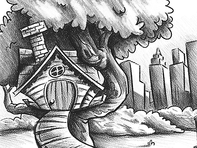 Treehouse Sketch background black and white photoshop sketch