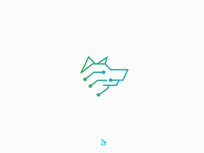 Dog + Tech logo design dog fun gradient icon illustration line logo rantaucreative