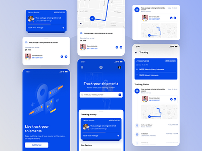 Package Delivery App | Send, Track & Trace Your Shipment clean clean ui courier delivery map mobile app onboarding screen package shipment track tracking app ui user experience user interface design