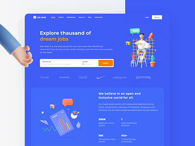 Job Search Platform 3d 3d animation 3d illustration 3dillustration dashboad find job hero section illustration job app landing page minimal mobile ui ux web design website