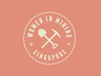 Women in Mining - Singapore brand feminine hipster logo mining pick pink retro shovel typography