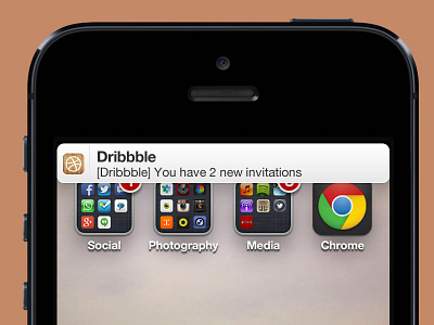 Two Dribbble Invites dribbble invitation invite iphone mockup notification