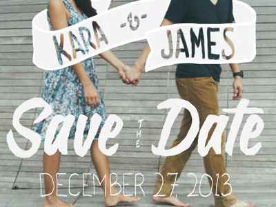 James & Kara's STD invitation lettering photo save the date script typography wedding