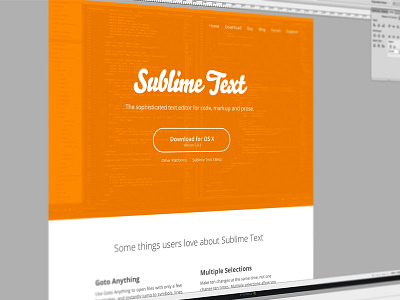 Sublime Text Redesign flat home minimal mockup orange redesign white