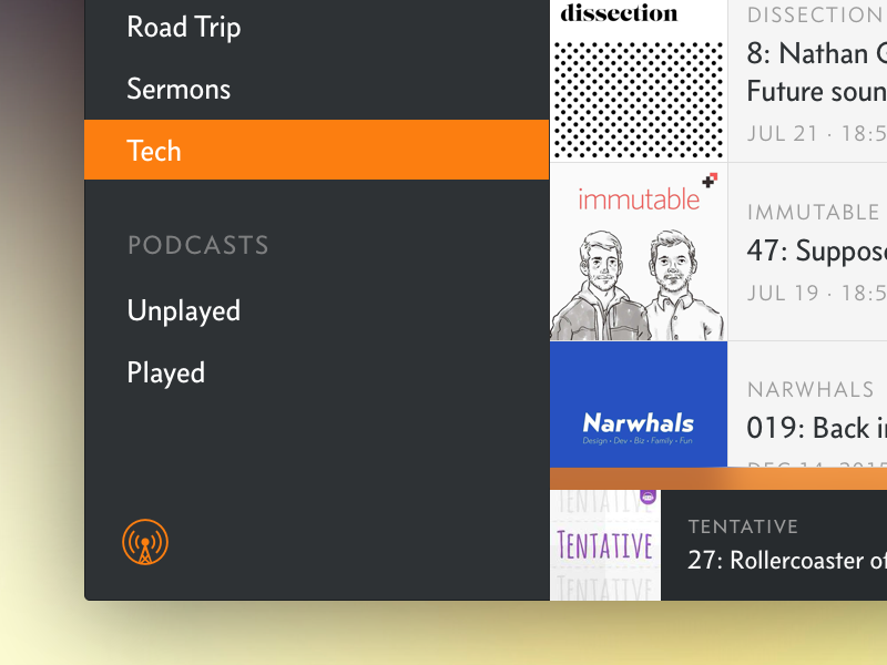 Overcast Creative Exploration app mac overcast podcasts music player