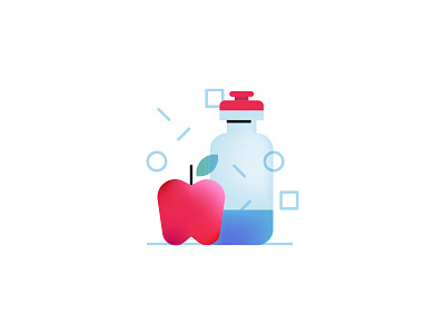 Health Icons apple bottle gradient icon vector water