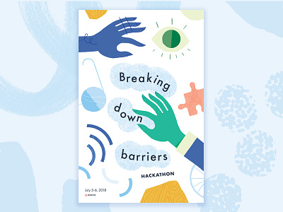 Breaking Down Barriers accessibility chunky design hackathon hands illustration poster texture
