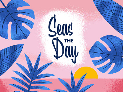 Seas The Day design illustration invitation mid century texture vintage