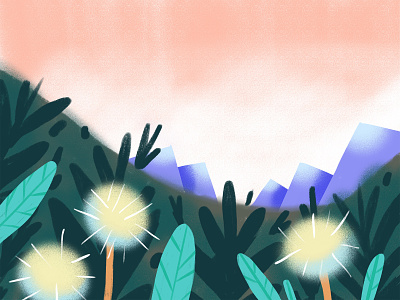 Watsonville Mountains dandelion illustration ipad landscape mountain paint painterly procreate texture