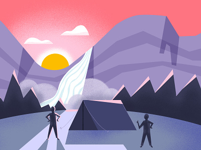 Youtube Concept: Camping ads asana camp camping illustration mountain mountains outdoors paint photoshop scenes texture vintage waterfall youtube