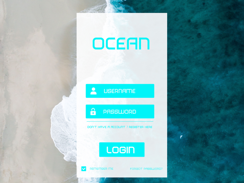 Ocean Login Mock Up by Nitin Kumar on Dribbble