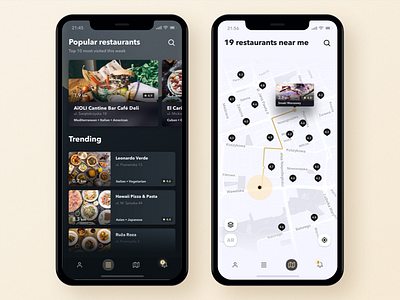 GoOut - Restaurant Guide app concept dark discount eat food goout iphone light map restaurant warsaw
