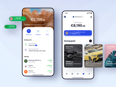 Bank One - Saving Goals account android bank banking concept dashboard data funds goal ios iphone mobile money money app money transfer saving savings ui ux wallet