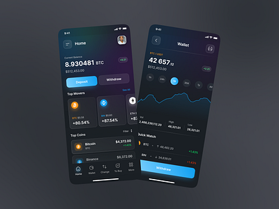 Cryptocurrency App - Exploration appdesign application concept crypto cryptocurrency design designmobile ewallet exploration mobileapp mobileapplication mobiledesign ui ui ux ui design uiuxdesign wallet