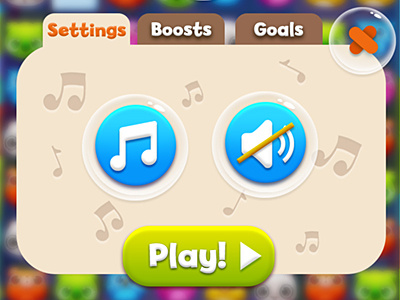 Music settings blue button element game icon music panel play setting ui