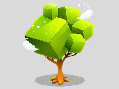 Tree character cloud element game icon sky tree