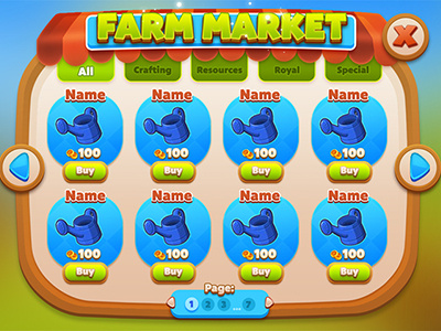 Farm market arrow button character element farm game icon market ui