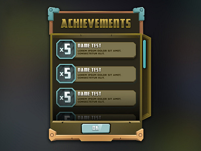 UI panel for Achievements achievements army button design game green gui robot shop ui