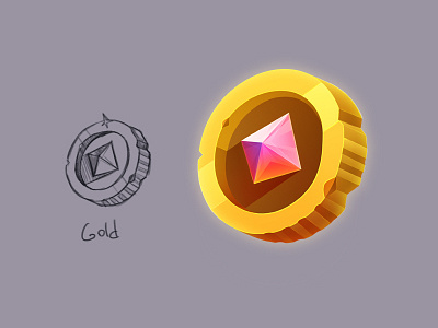 Coin coin diamond game gold icon rose ruby sketch ui