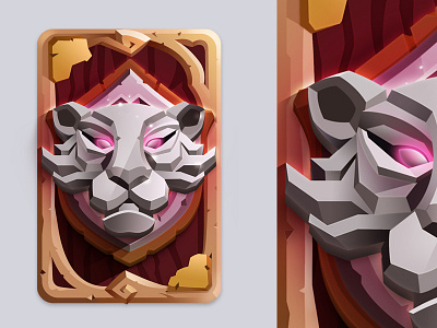 Card type 1 2d card game gui icon illustration lion shield strategy ui wood