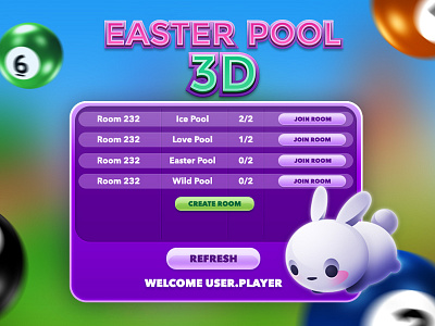 UI panel 3d bunny button easter game gui logo pool rabbit ui